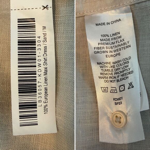 Quince European Flax Linen Belted Long Sleeve Shirtdress in Sand Size M - Picture 9 of 10